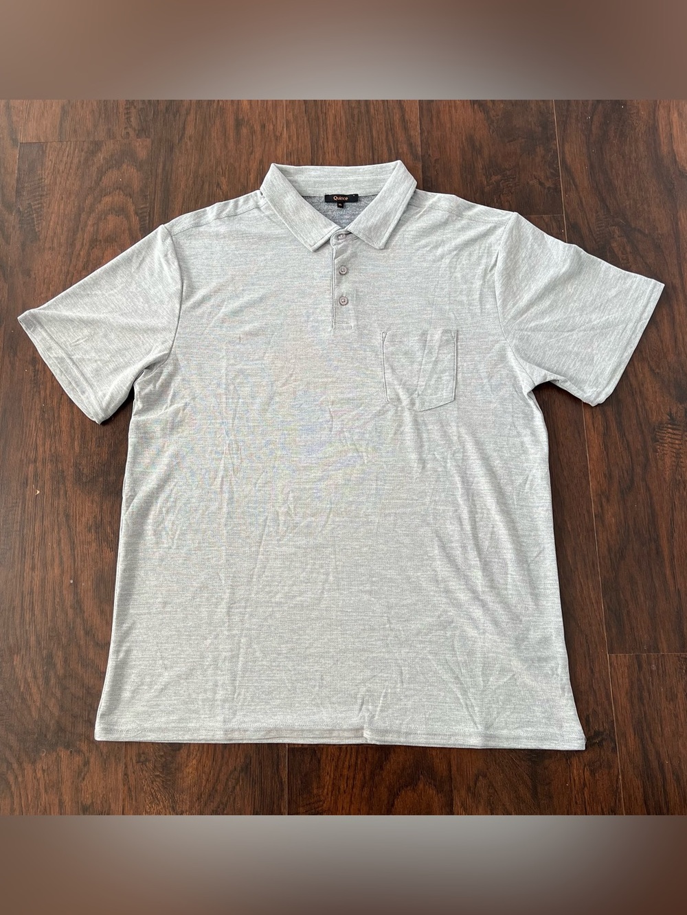 Quince Polo Shirt Mens XL Gray Heather Chest Pocket Short Sleeve